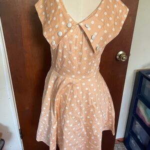 Polka Dot Sleeveless Dress in Peach